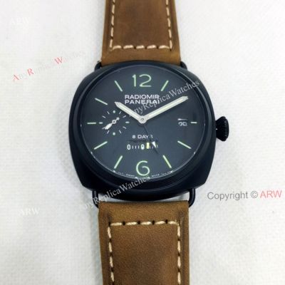 Panerai Radiomir PAM00384 8 Days Black Face Replica Watch 45mm